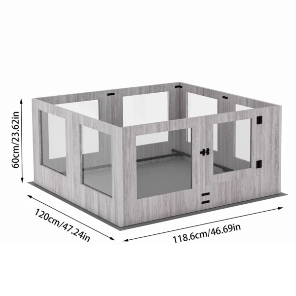 Tempered Glass Dog Puppies Playpen, Indoor Pet Whelping Pen Box Cage, Exercise Fence, with Waterproof Fertility Pad, 8 Panels - Image 4