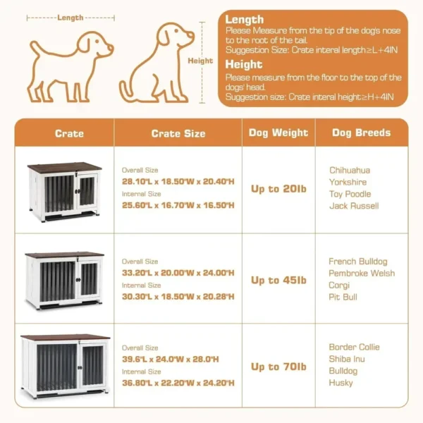 Wooden Dog Crate Furniture, Dog Kennel Pet House End Table, Solid Wood Portable Foldable Indoor Cage for Dogs, Dog Kennels - Image 2