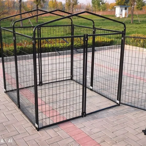 Durable Metal Black Dog Cage Strongly Welded for Outdoor Pet Running Pet Houses & Furniture