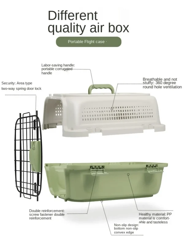 Durable Airline Approved Pet Carry Cage Travel Outdoor Pet Tote Bag Portable Cat Dog Plastic House Pet Cage - Image 5