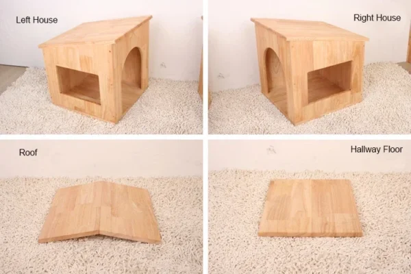 Double dogs bed environmentally friendly wooden kennel furniture pet houses indoor dog house - Image 5