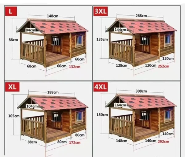 Rainproof Outdoor Carbonized Solid Wood Dog House, Large Dog Cage In Courtyard Enclosure, Waterproof Wooden Kennel - Image 3