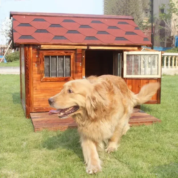 Outdoor Solid Wood Labrador Kennel Waterproof Small Medium Large Dog Cage Golden Retriever Teddy Kennel - Image 2