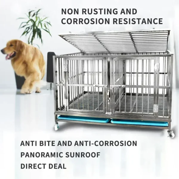 Stainless Steel Dog Cage Multi-layer Cage Boarding Cage For Large, Medium-sized, Dog Kennel Heavy Duty Dog Crate - Image 5