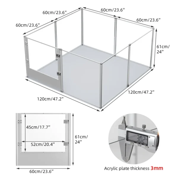 Acrylic Dog Playpen Fence with Waterproof Fertility Pad for Cats Puppies Whelping Pen Box Dog Cage Pet Supplies - Image 4