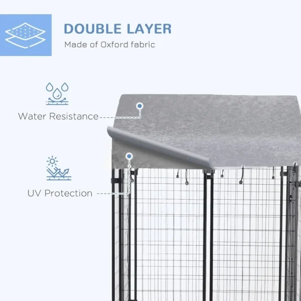 PawHut 4' X 4' X 4.5' Dog Playpen Outdoor, Dog Kennel Dog Exercise Pen with Lockable Door, Water-Resistant Canopy - Image 4