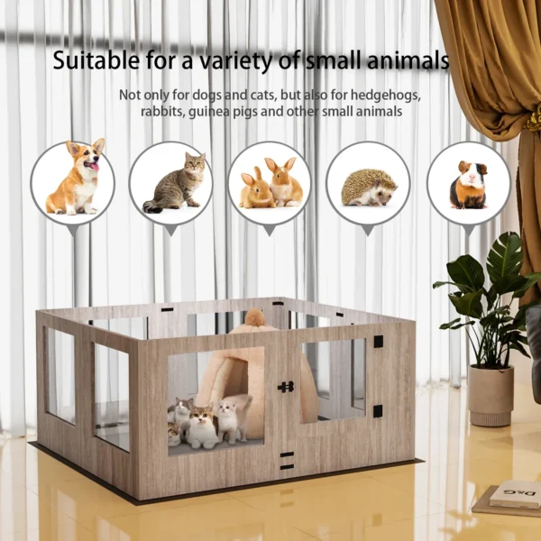 Tempered Glass Dog Puppies Playpen, Indoor Pet Whelping Pen Box Cage, Exercise Fence, with Waterproof Fertility Pad, 8 Panels - Image 5