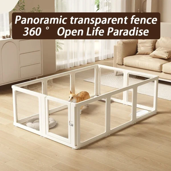 Indoor DIY Small Pet Dog Fence Cage System with Door Dog Fence Fully Transparent Acrylic Puppy House Freely Combined Kitten Yard - Image 3