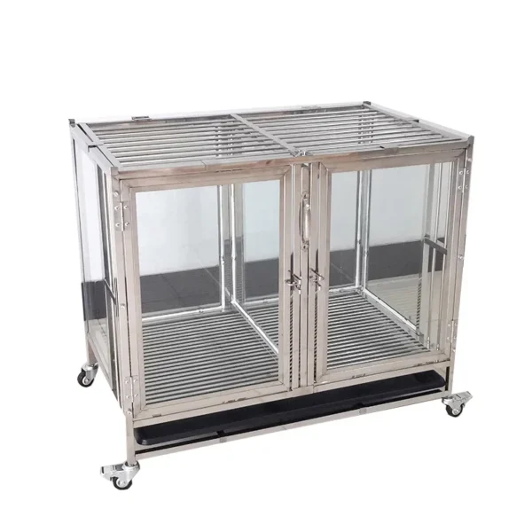 Lize Glass Dog Display Cage Folding Pet Carrier for Sale Pet Stainless Steel Silver Carton Box Animal Galvanized Iron Breathable