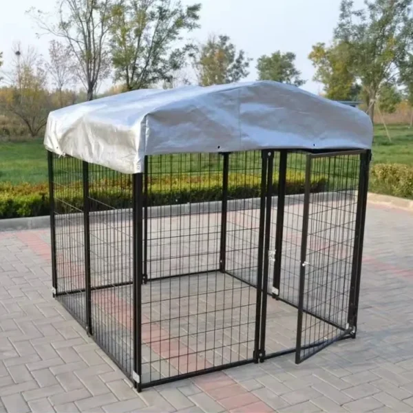 Durable Metal Black Dog Cage Strongly Welded for Outdoor Pet Running Pet Houses & Furniture - Image 2