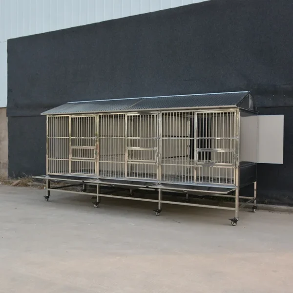 Factory Price Heavy Duty Metal Dog Kennel Cage Stainless Steel Dog House with Feeding Bowl & Pull Out Tray Dog Kennels - Image 2