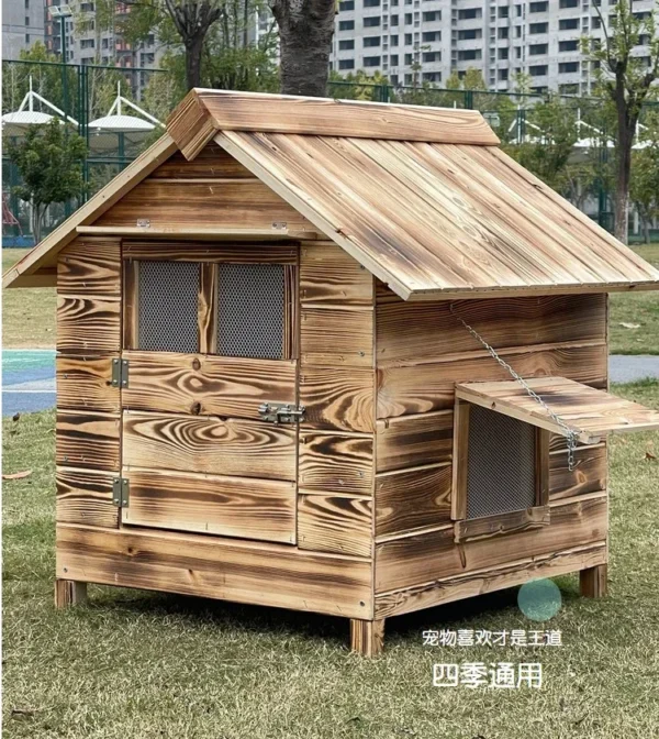 Carbonized wood pet nest four seasons universal outdoor dog house small medium dog wooden villa manufacturer large kennel - Image 6