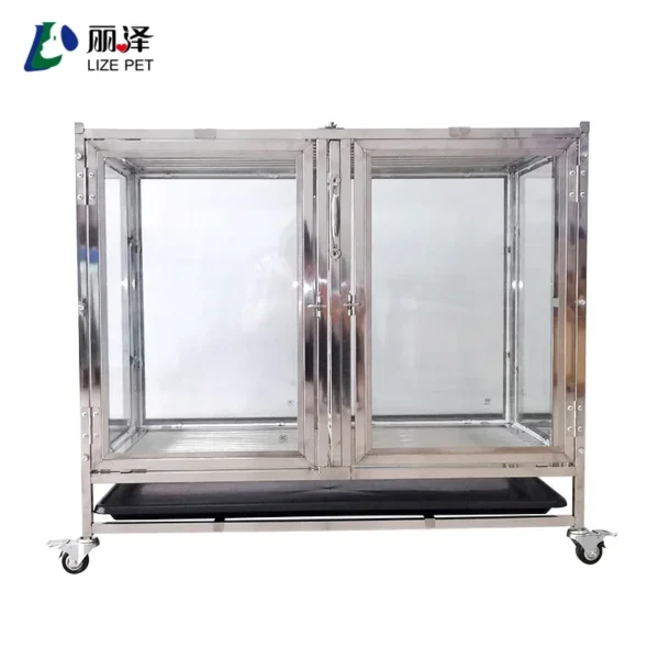 Lize Glass Dog Display Cage Folding Pet Carrier for Sale Pet Stainless Steel Silver Carton Box Animal Galvanized Iron Breathable - Image 11