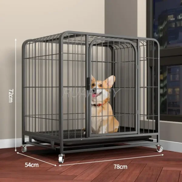 Metal Movable Dog Crate For Pet Dog Cage Include Leak-Proof Pan Indoor Use Dog House With Toilet Removable Tray Exercise Crate - Image 6