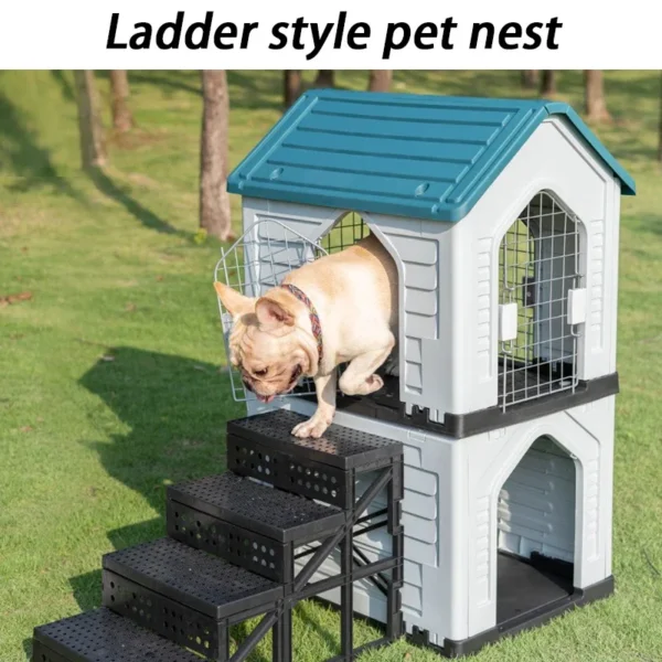 Outdoor Dog Houses Rainproof Large Dog Kennels Stairs Waterproof Coop Dogs Cage Outside Puppy Houses Double Layered Door Pet - Image 5