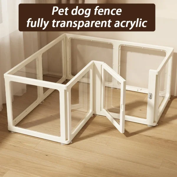 Indoor DIY Small Pet Dog Fence Cage System with Door Dog Fence Fully Transparent Acrylic Puppy House Freely Combined Kitten Yard