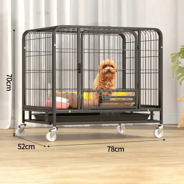 Movable Metal Dog Crate Furniture with Door Pet Cages House with Leak-Proof Pan Removable Tray Floor Protecting Wheel Indoor Use - Image 2