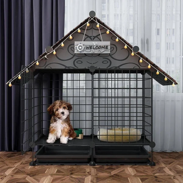 Simple Iron Living Room Dog Houses Indoor Balcony Pomeranian Teddy Dog Kennel Pet Fences Creative Home Puppy Courtyard Pet Cage