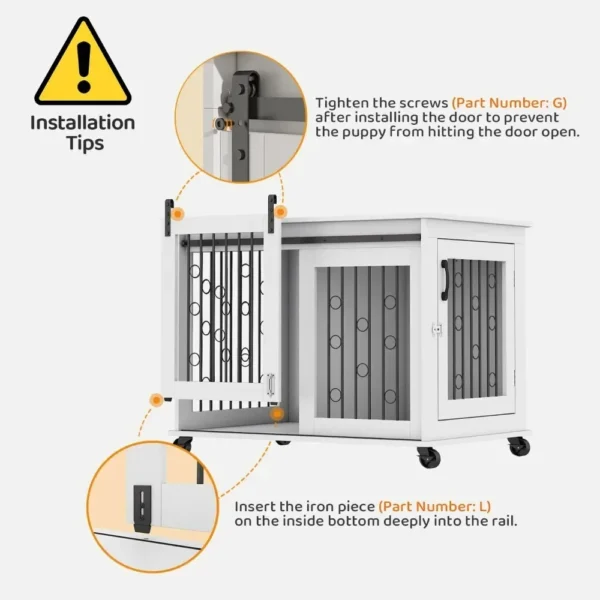 Dog Crate, End Table with Wheels and Flip Top Plate Dog House with Detachable Divider and Sliding Barn Door, Dog Crate - Image 6