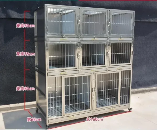 China Factory New Design Heavy Duty Metal Clinica Veterinaria Pet Hospital Dog Kennel Cage Stainless Steel Dog Crate House - Image 3