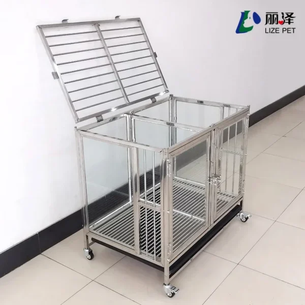 Lize Glass Dog Display Cage Folding Pet Carrier for Sale Pet Stainless Steel Silver Carton Box Animal Galvanized Iron Breathable - Image 5