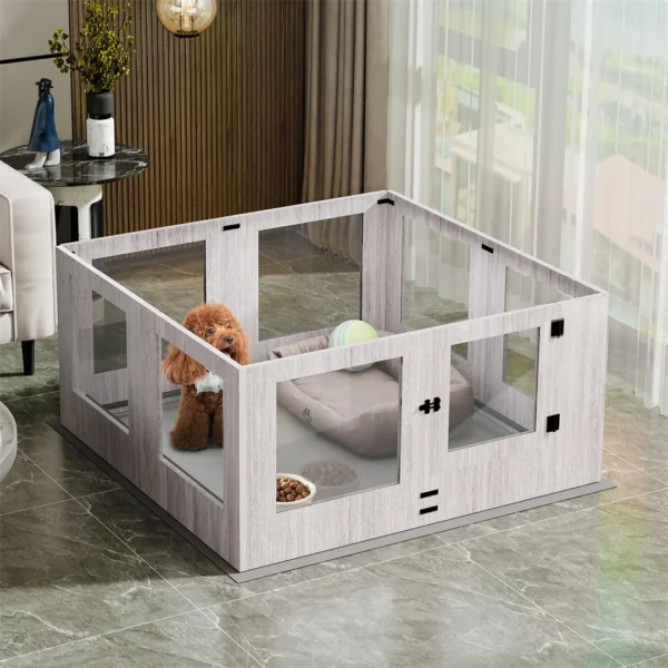 For Tempered Glass Pet Whelping Box with Waterproof Fertility Pad Dog Playpen Exercise Cage for Puppies - Image 2