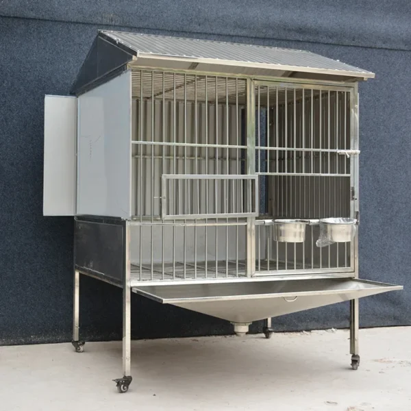 Factory Price Heavy Duty Metal Dog Kennel Cage Stainless Steel Dog House with Feeding Bowl & Pull Out Tray Dog Kennels - Image 4