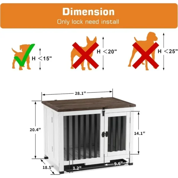 Wooden Dog Crate Furniture, Dog Kennel Pet House End Table, Solid Wood Portable Foldable Indoor Cage for Dogs, Dog Kennels - Image 5