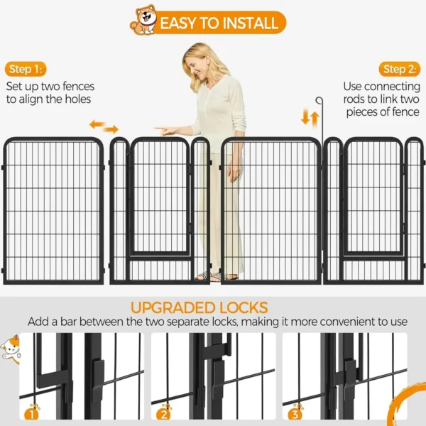 Dog Playpen Outdoor,16 Panel Fence 40" High Pet Pen for Large/Medium/Small Dogs Heavy Duty Exercise - Image 5