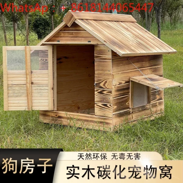 Carbonized wood pet nest four seasons universal outdoor dog house small medium dog wooden villa manufacturer large kennel