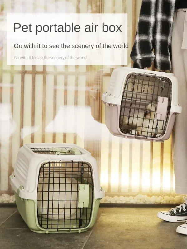 Durable Airline Approved Pet Carry Cage Travel Outdoor Pet Tote Bag Portable Cat Dog Plastic House Pet Cage - Image 2