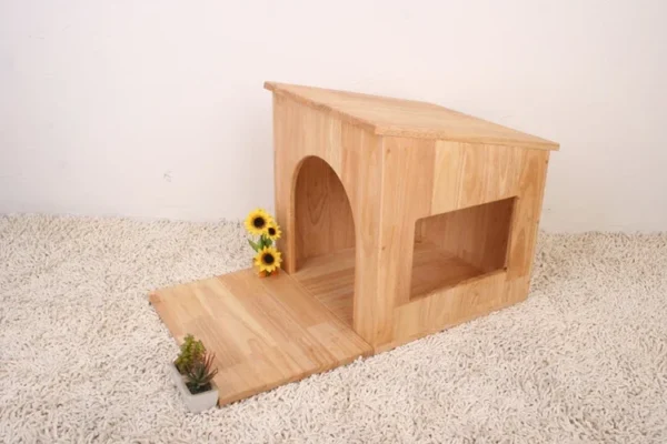 Double dogs bed environmentally friendly wooden kennel furniture pet houses indoor dog house - Image 4