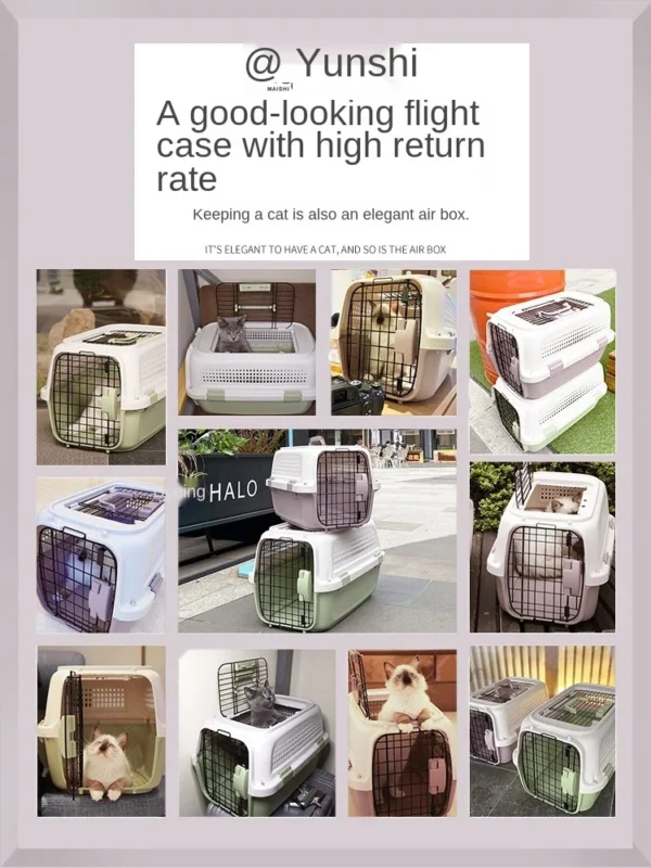 Durable Airline Approved Pet Carry Cage Travel Outdoor Pet Tote Bag Portable Cat Dog Plastic House Pet Cage - Image 4