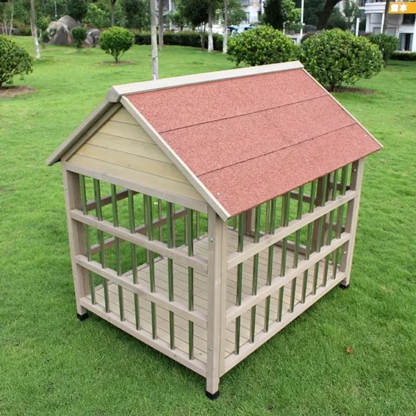 Outdoor Waterproof Solid Wood Stainless Steel Anti-corrosion Kennel Rainproof Large Dog House Golden Retriever Kennel Small Hous - Image 2