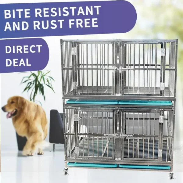 Stainless Steel Dog Cage Multi-layer Cage Boarding Cage For Large, Medium-sized, Dog Kennel Heavy Duty Dog Crate - Image 3