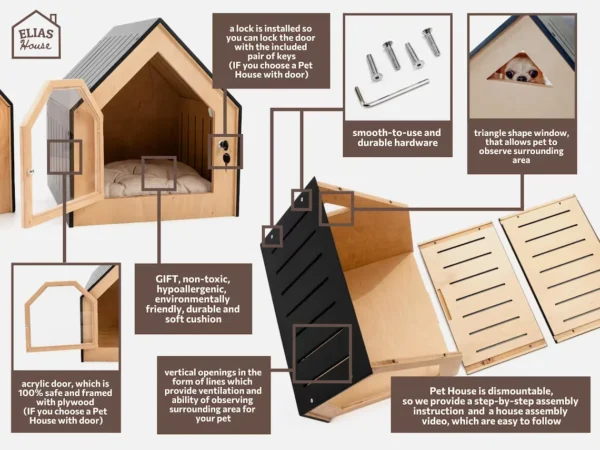 Modern Dog House Dog Kennel Crate Furniture Cat Furniture Pet Custom Wooden Pet Dog House Outdoor Anticorrosive Wood Cat Ho - Image 6