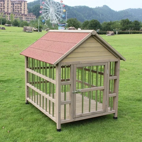 Outdoor Waterproof Solid Wood Stainless Steel Anti-corrosion Kennel Rainproof Large Dog House Golden Retriever Kennel Small Hous - Image 6