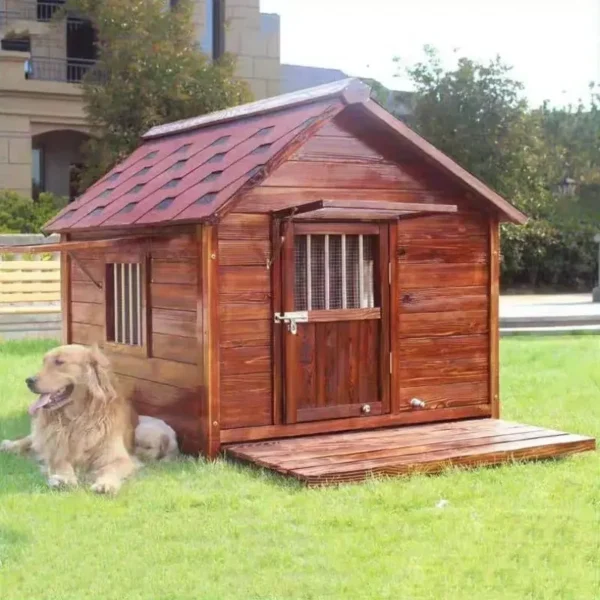 Luxury Large Outdoor Wooden Dog House Kennel Waterproof Outdoor Dog Shelter Home Furniture - Image 6