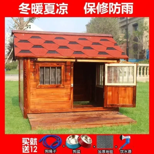 Outdoor Solid Wood Labrador Kennel Waterproof Small Medium Large Dog Cage Golden Retriever Teddy Kennel