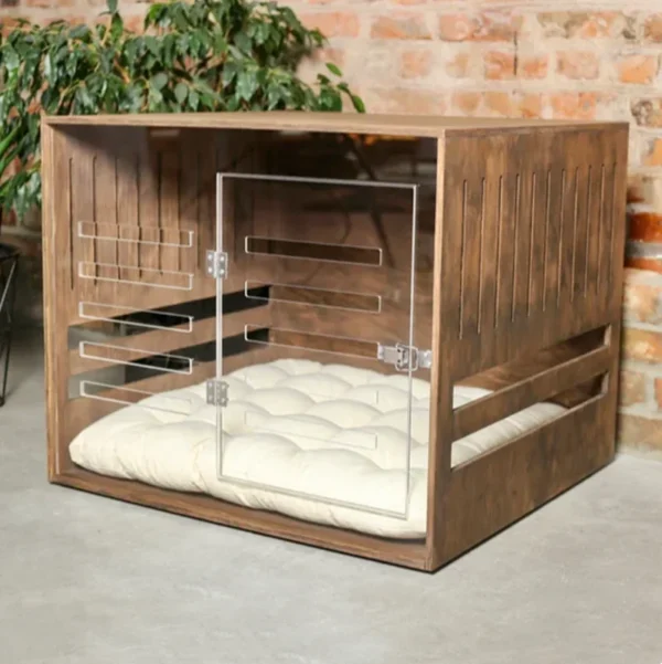 Customized Large Dog Kennel House Crate Indoor Dog Cat Bed House Furniture Wooden Dog Crate With Acrylic Door - Image 3