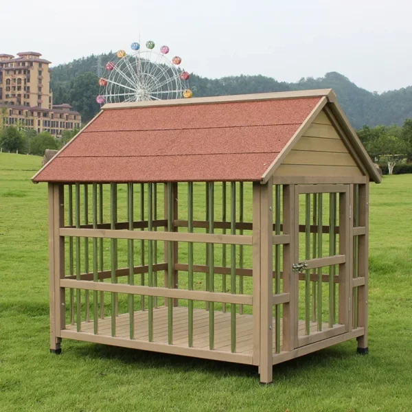 Outdoor Waterproof Solid Wood Stainless Steel Anti-corrosion Kennel Rainproof Large Dog House Golden Retriever Kennel Small Hous - Image 3