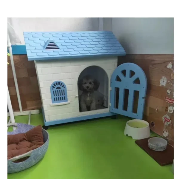 Large plastic dog house with toilet outdoor four seasons kennel pet house waterproof and removable indoor cat/rabbit house