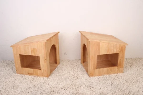 Double dogs bed environmentally friendly wooden kennel furniture pet houses indoor dog house - Image 3