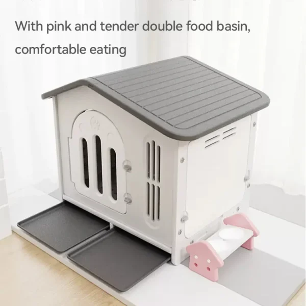 Washable Outdoor Indoor Pet Kennel, Dog Cage, Villa House with Feeder Bowl, Rainproof House and Furniture - Image 3